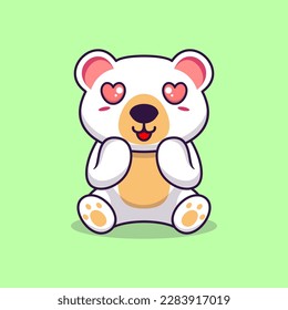 Vector bear sitting shocked cute creative kawaii cartoon mascot