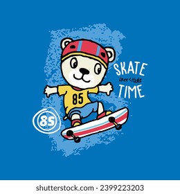 vector of bear, skate time, cute animal, design graphic illustration