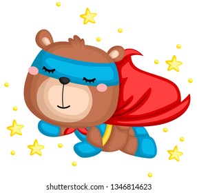 a vector of a bear in a superhero costume