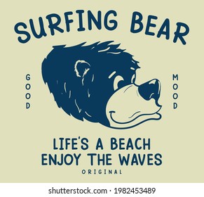 vector bear surfer cartoon illustration for t shirts
