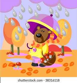 Vector. Bear walking color 18. More Cartoons see in portfolio