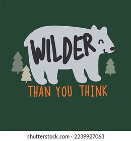 oso vectorial , gráfico dibujado a mano de madera para niños de camisetas