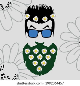 vector beard hair glasses and chamomile
