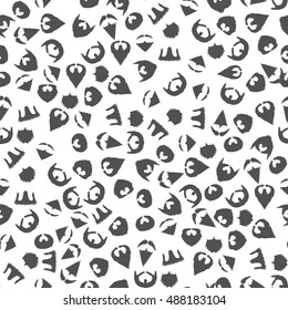 Vector Beard Mustache Silhouette Seamless Pattern on White Background.