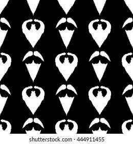 Vector Beard Silhouette Seamless Pattern. Mustache Barber Background