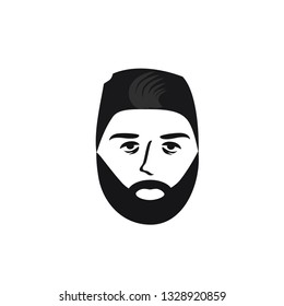vector bearded hipster men face. Haircuts, beards, mustaches. Handsome man emblems icons.