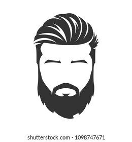 Vector of bearded man face, with mustache, isolated background