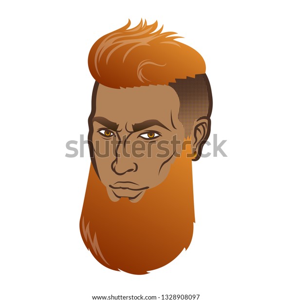 Vector Bearded Men Face Dark Skin Stock Vector Royalty Free