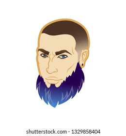 Vector bearded men face profile hipster head with haircuts, mustaches and beards. For Silhouettes or avatars, emblems and icons, labels