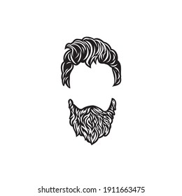 vector bearded men faces, hipsters with the latest haircuts style, 
mustaches, beards. Silhouettes, emblems, icons, labels.
barber shop logo.