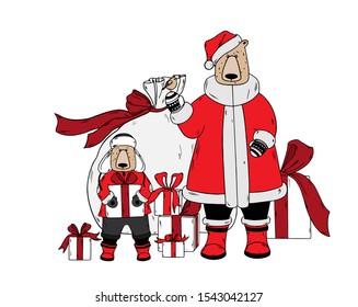 Vector bears. Drawing bear isolated on a white background. Vector Illustration