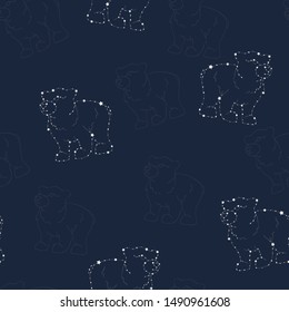 Vector Bears Star Constellation Shapes seamless pattern background.