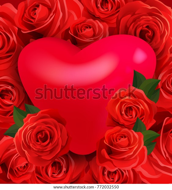 Vector Beautiful 3d Heart Transparent Shadow Stock Image