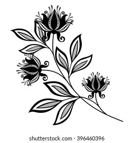 Vector Beautiful Abstract Black Flower, Floral Design Element