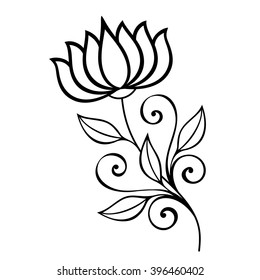 Vector Beautiful Abstract Black Flower, Floral Design Element