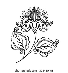 Vector Beautiful Abstract Black Flower, Floral Design Element