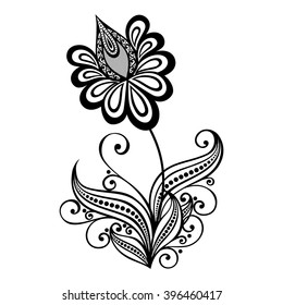Vector Beautiful Abstract Black Flower, Floral Design Element