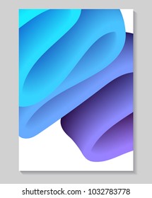 Vector beautiful abstract blue liquid 3D waves A4 template for your design