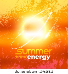 Vector beautiful abstract grunge sunset view, summer energy concept, background illustration