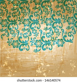 Vector beautiful abstract retro grunge vintage floral background illustration