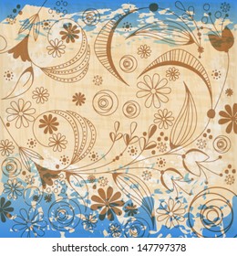 Vector beautiful abstract retro grunge vintage floral background illustration