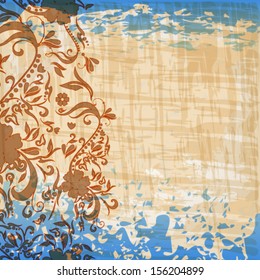 Vector beautiful abstract retro grunge vintage floral background illustration