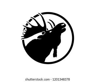 Vector Beautiful Animal Moose Head Sign Symbol Icon Silhouette Logo Design Inspiration