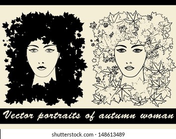 Vector beautiful Autumn ladies.
