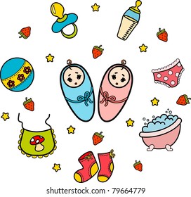 Vector beautiful baby icons