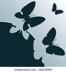 Vector beautiful background with butterflies