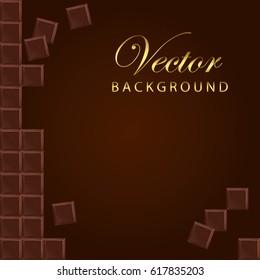 Vector beautiful background with dark chocolate and gold lettering