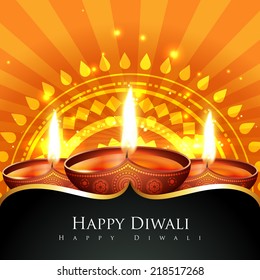 Vector beautiful background of diwali diya