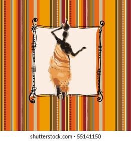 vector beautiful background with illustrated abstract African woman