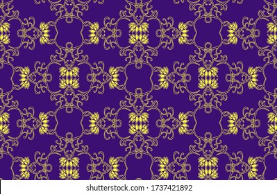 Vector beautiful background with lotus. Seamless decorative pattern in vitage style. 
