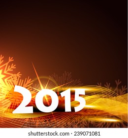 vector beautiful background of new year 2015 with shiny star and wave 