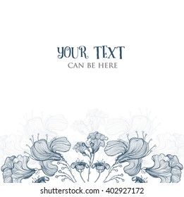 Vector beautiful background with sketch flowers and leaves.