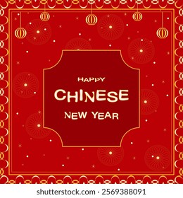 Vector - Beautiful banner Happy Chinese New Year on red background. Can be use for card, banner. Holiday. Season greeting.