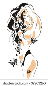 VECTOR The beautiful bared girl