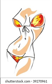 VECTOR  beautiful bared young girl