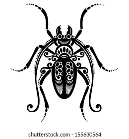 Vector Beautiful Beetle, Exotic Insect. Patterned design, Tattoo