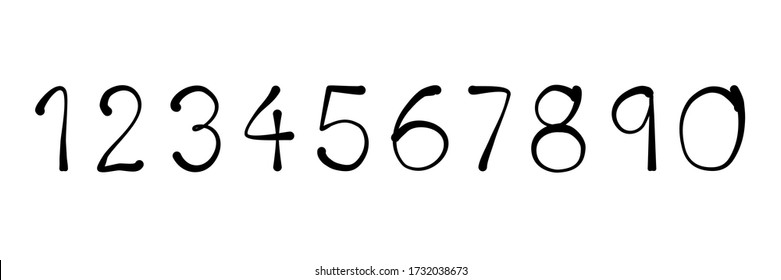 Vector - Beautiful black number 1,2,3,4,5,6,7,8,9,0 isolated on white background. Simple style. Can be use decorate for advertising, logo, banner, brochure.