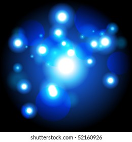 vector beautiful blue defocus lights on black background