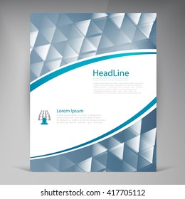 Vector Beautiful Blue Flyer. Template flyers design. Business brochure and triangle