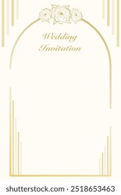 Vector - Beautiful border or frame with rose bouquet on light brown color. Wedding, Memorial, Engagement concept. Can be use for invitation card, label, poster. Copy space.