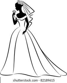 Vector beautiful bride in dress