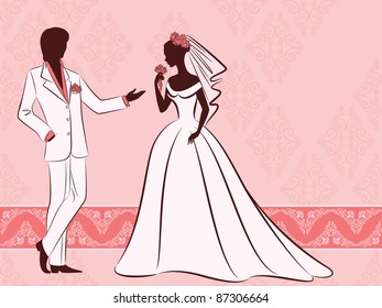 Vector beautiful bride and groom