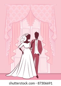 Vector beautiful bride and groom