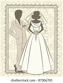 Vector beautiful bride and groom