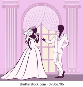 Vector beautiful bride and groom