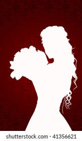 Vector beautiful bride silhouette on elegant background